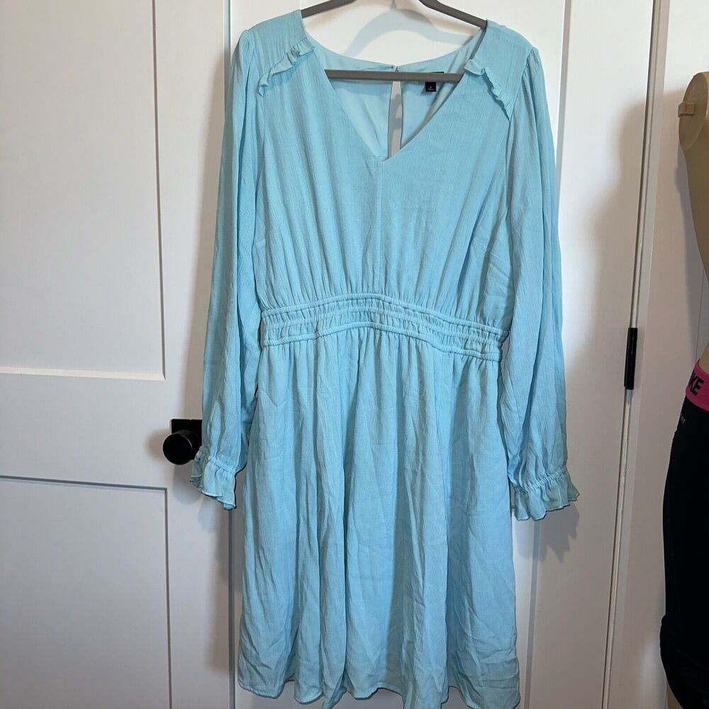 *SOLD *Torrid Mini Wash Gauze Size 1 (xl 14-16) Blue Wide Waist Skater Dress
